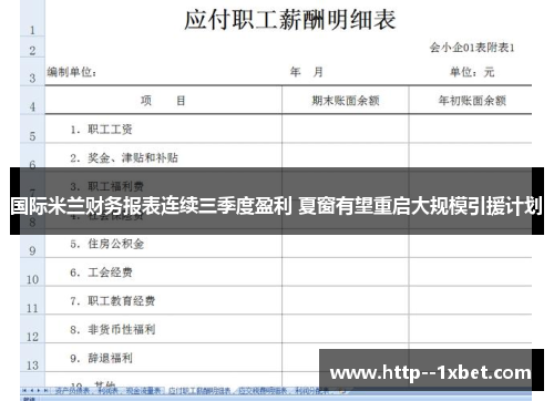 国际米兰财务报表连续三季度盈利 夏窗有望重启大规模引援计划